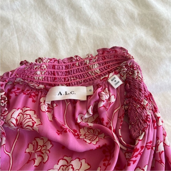 A.L.C. Cody Floral Silk Dress Pink 10 - Picture 8 of 8